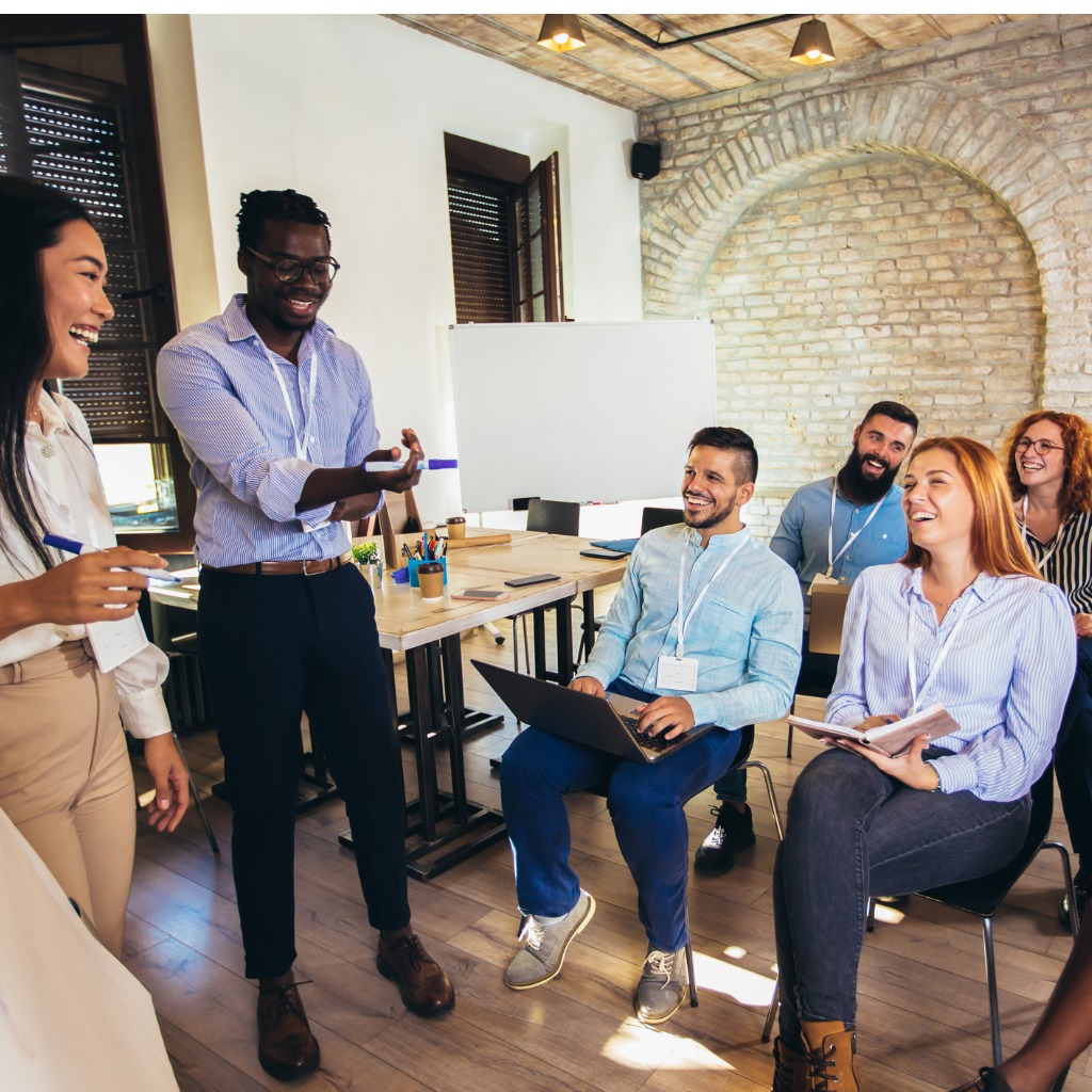 Education team having a meeting as a group